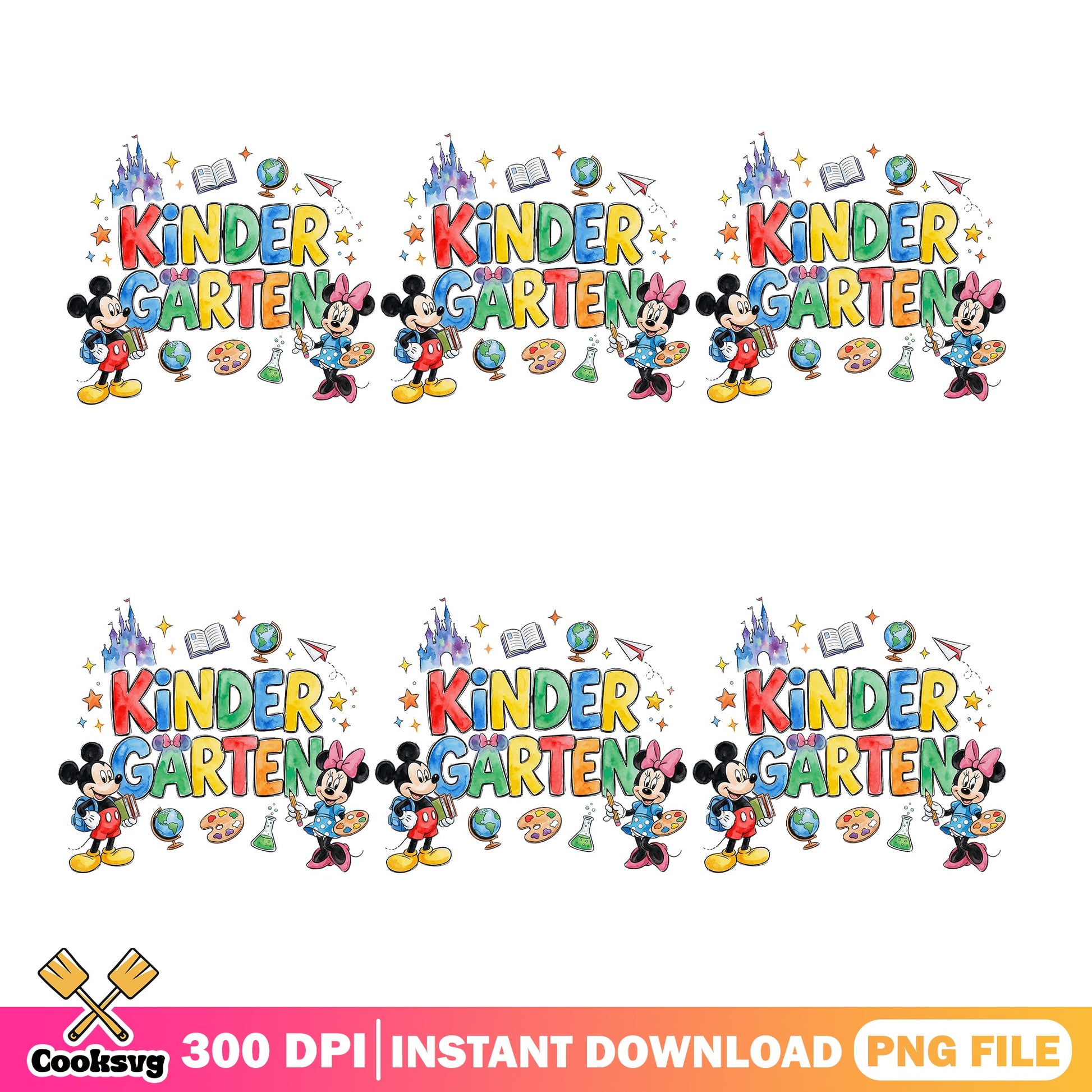 Mickey Minnie Kindergarten PNG Bundle, Back To School PNG, Disney PNG