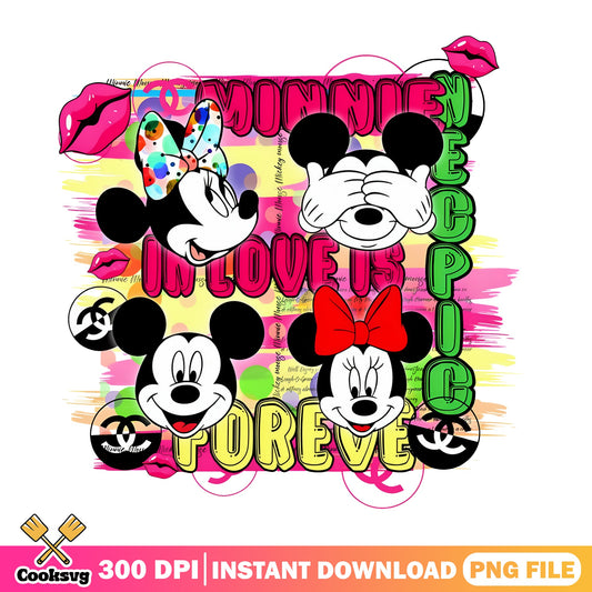 Mickey Minnie Mouse In Love Forever PNG, Disney Couple PNG, Valentine PNG