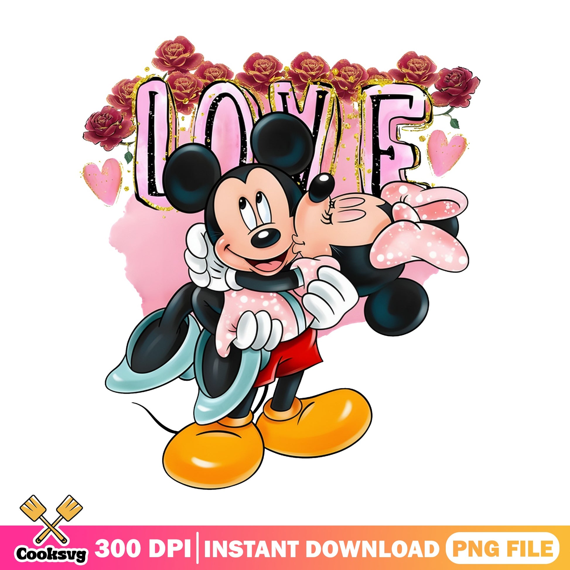 Mickey Minnie Mouse Valentine Love PNG, Disney Couple PNG, Valentine PNG