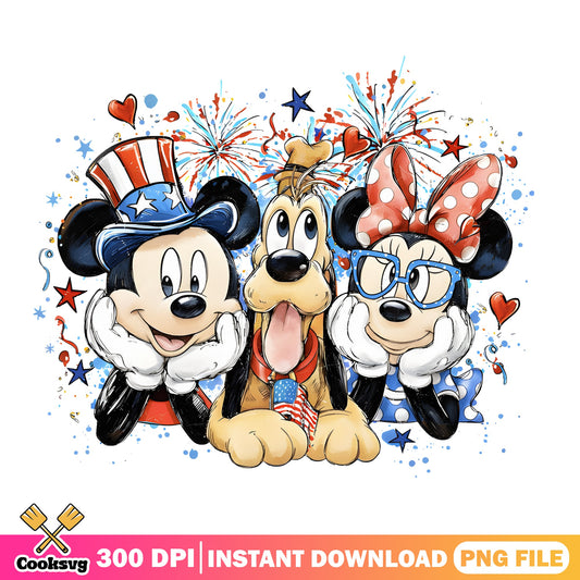 Mickey Minnie Pluto 4th Of July PNG, Disney Patriotic PNG, Fourth Of July PNG