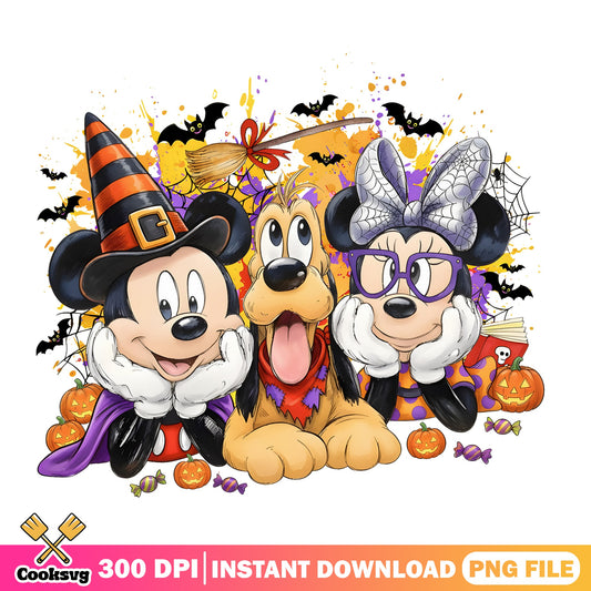 Mickey Minnie Pluto Halloween PNG, Disney Halloween PNG, Spooky PNG