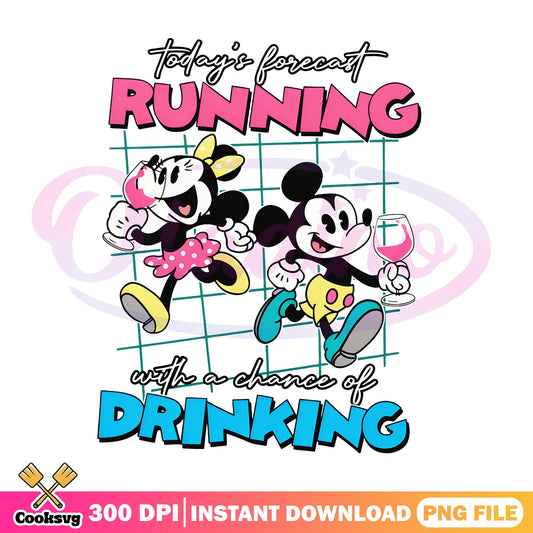 Mickey Minnie Running Chance Of Drinking PNG, Disney PNG, Funny Disney PNG