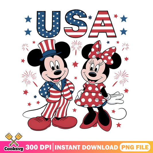 Mickey Minnie USA 4th Of July PNG, Disney Patriotic PNG, American PNG