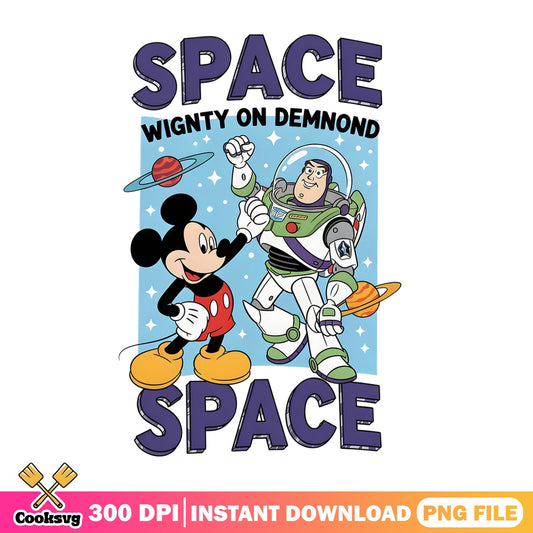 Mickey Mouse And Buzz Lightyear Space PNG, Disney PNG, Toy Story PNG