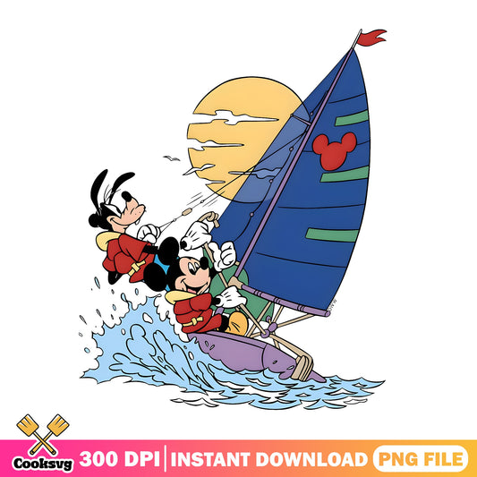 Mickey Mouse And Goofy Sailing PNG, Disney Summer PNG, Disney Cruise PNG