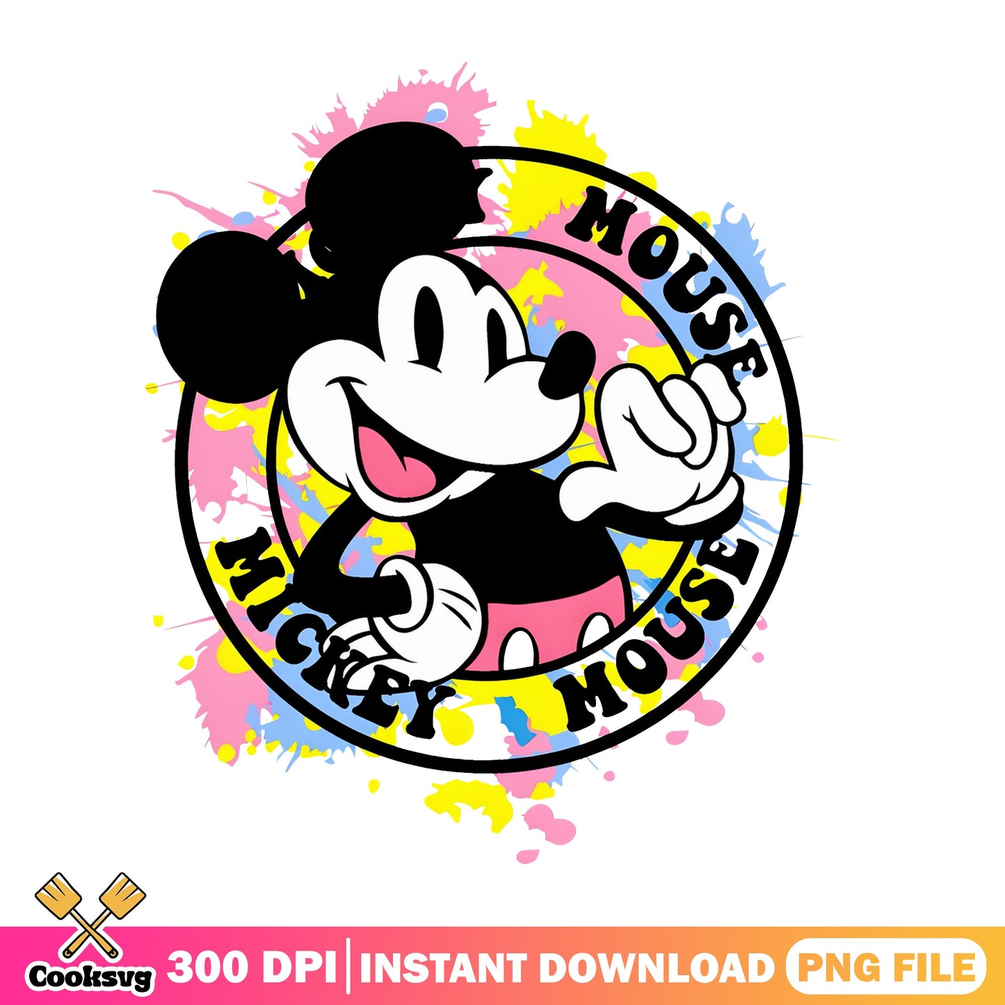 Mickey Mouse Circle Colorful Splash PNG, Disney PNG, Mickey PNG