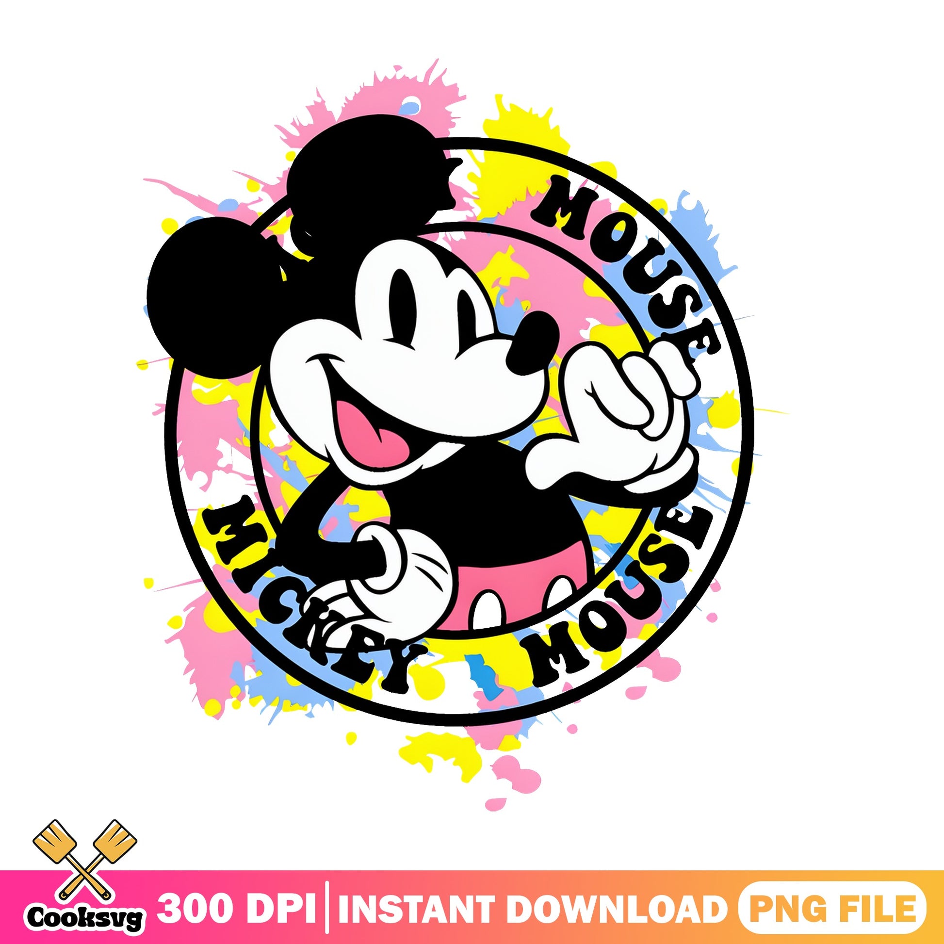 Mickey Mouse Circle Colorful Splash PNG, Disney PNG, Mickey PNG
