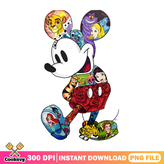 Mickey Mouse Disney Characters Collage PNG, Disney PNG, Mickey PNG