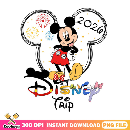 Mickey Mouse Disney Trip 2026 PNG, Disney Vacation PNG, Family Trip PNG
