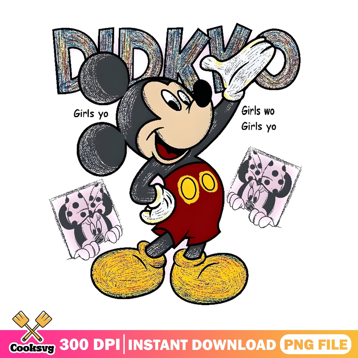 Mickey Mouse Dorky Girls Retro PNG, Disney Mickey PNG, Minnie Mouse PNG