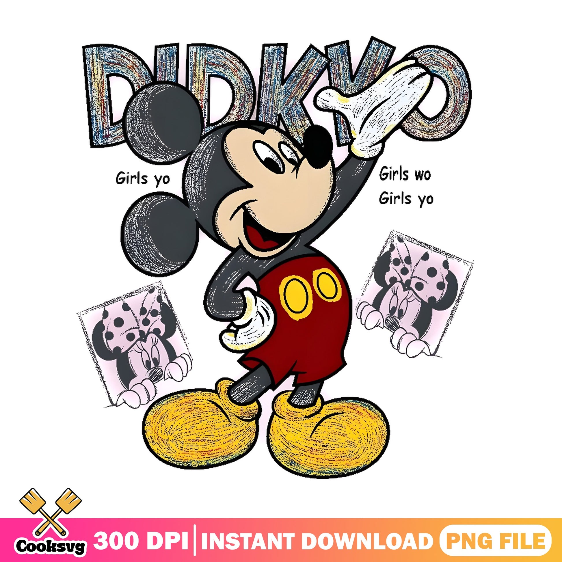 Mickey Mouse Dorky Girls Retro PNG, Disney Mickey PNG, Minnie Mouse PNG
