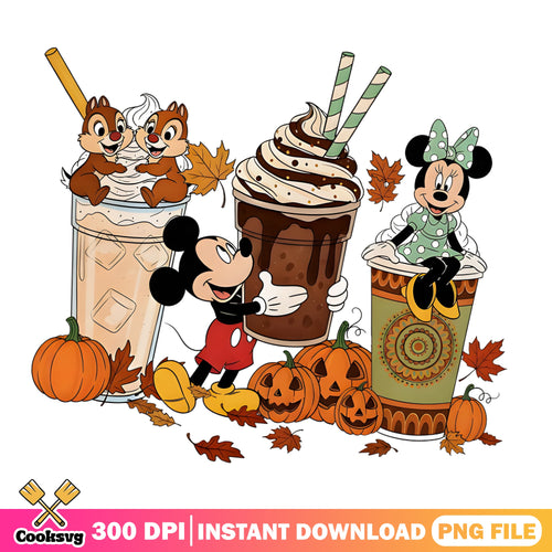 Mickey Mouse Halloween Coffee PNG, Disney Fall PNG, Pumpkin PNG