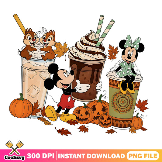 Mickey Mouse Halloween Coffee PNG, Disney Fall PNG, Pumpkin PNG