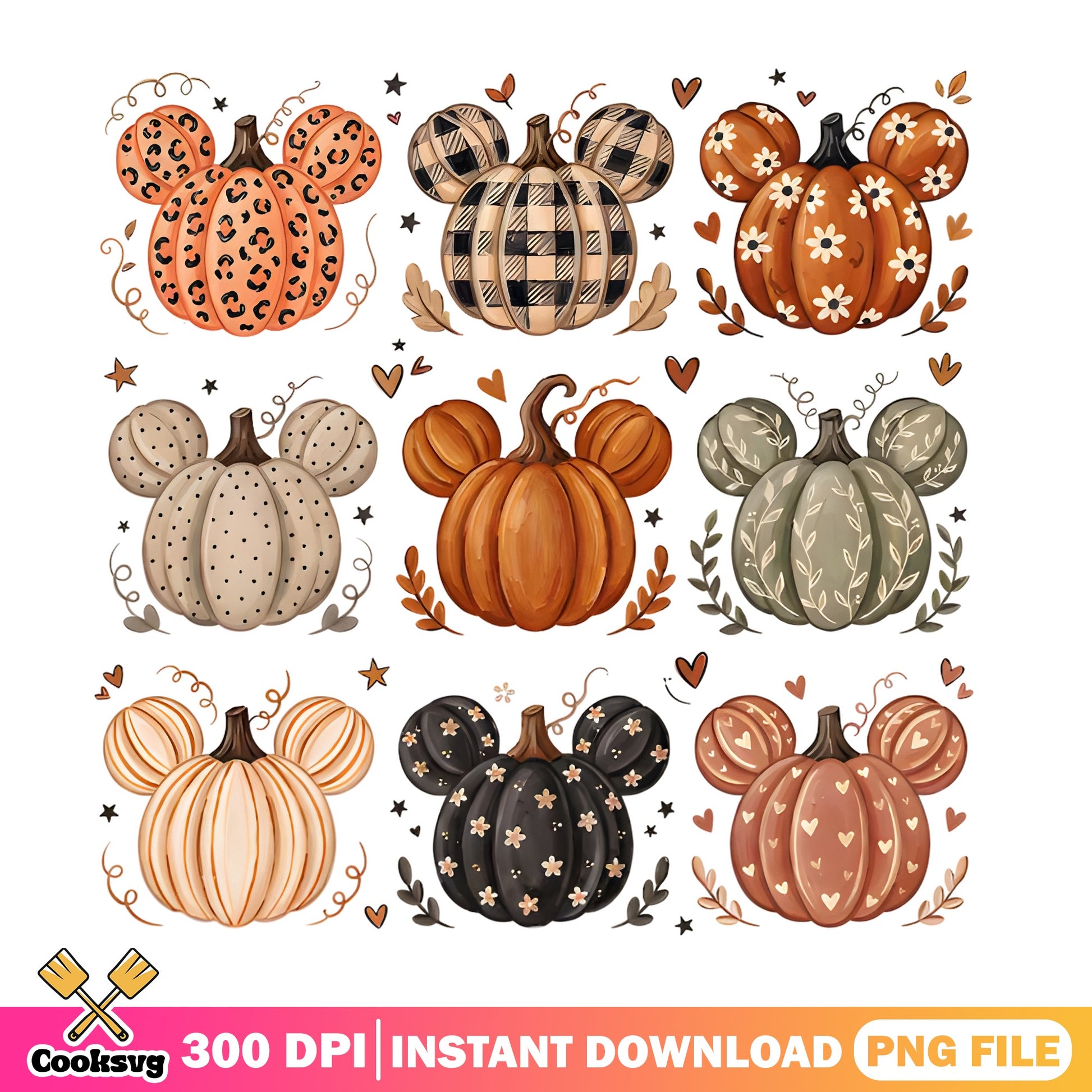 Mickey Mouse Pumpkin Bundle PNG, Halloween Disney PNG, Fall PNG