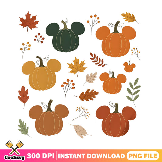 Mickey Mouse Pumpkin PNG Bundle, Disney Fall Autumn PNG, Halloween PNG