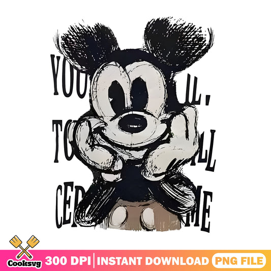 Mickey Mouse Sketch PNG, Disney Mickey Vintage PNG, Mickey PNG