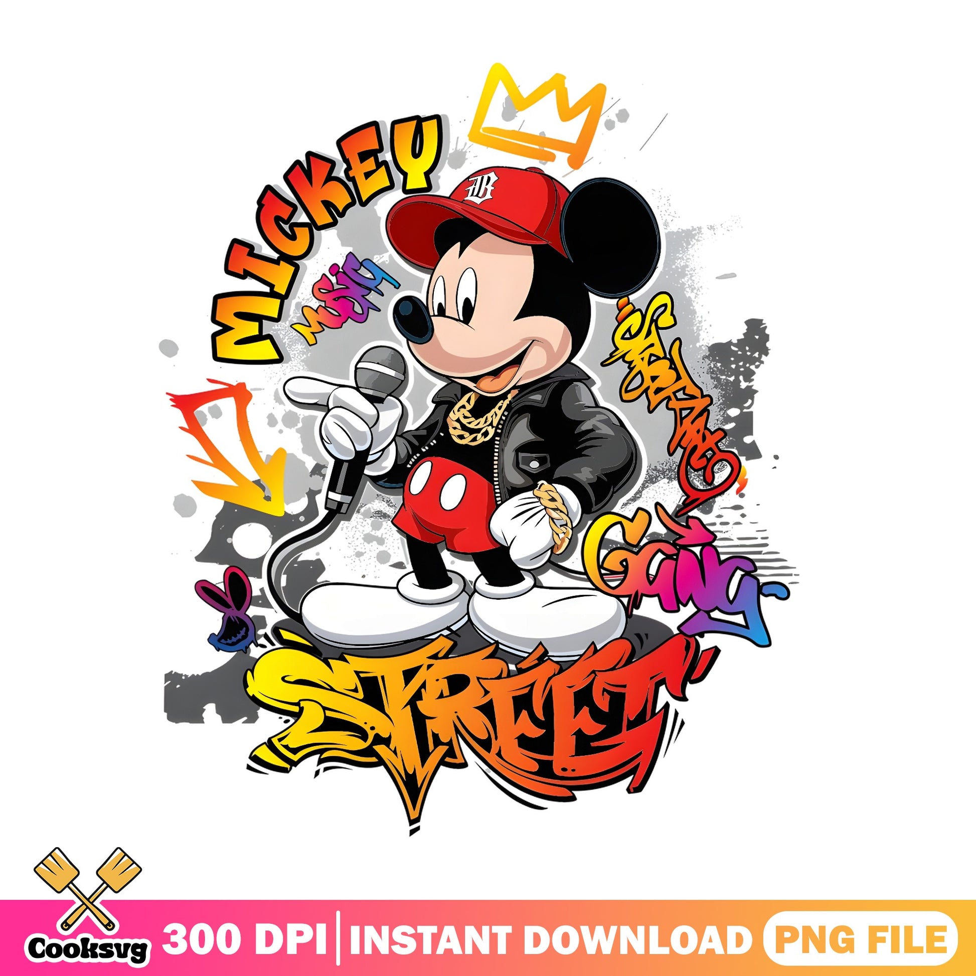 Mickey Mouse Street Graffiti Hip Hop PNG, Disney PNG, Rapper PNG