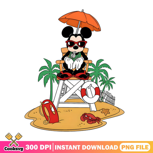 Mickey Mouse Summer Beach Lifeguard PNG, Disney Summer PNG, Beach PNG