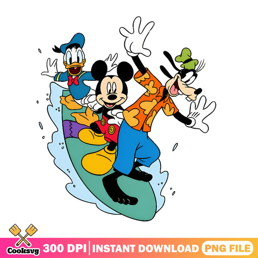 Mickey Mouse Surfing PNG, Disney Friends PNG, Donald Goofy PNG