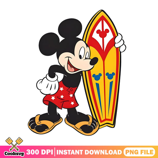 Mickey Mouse Surfing Summer PNG, Disney Summer PNG, Beach PNG