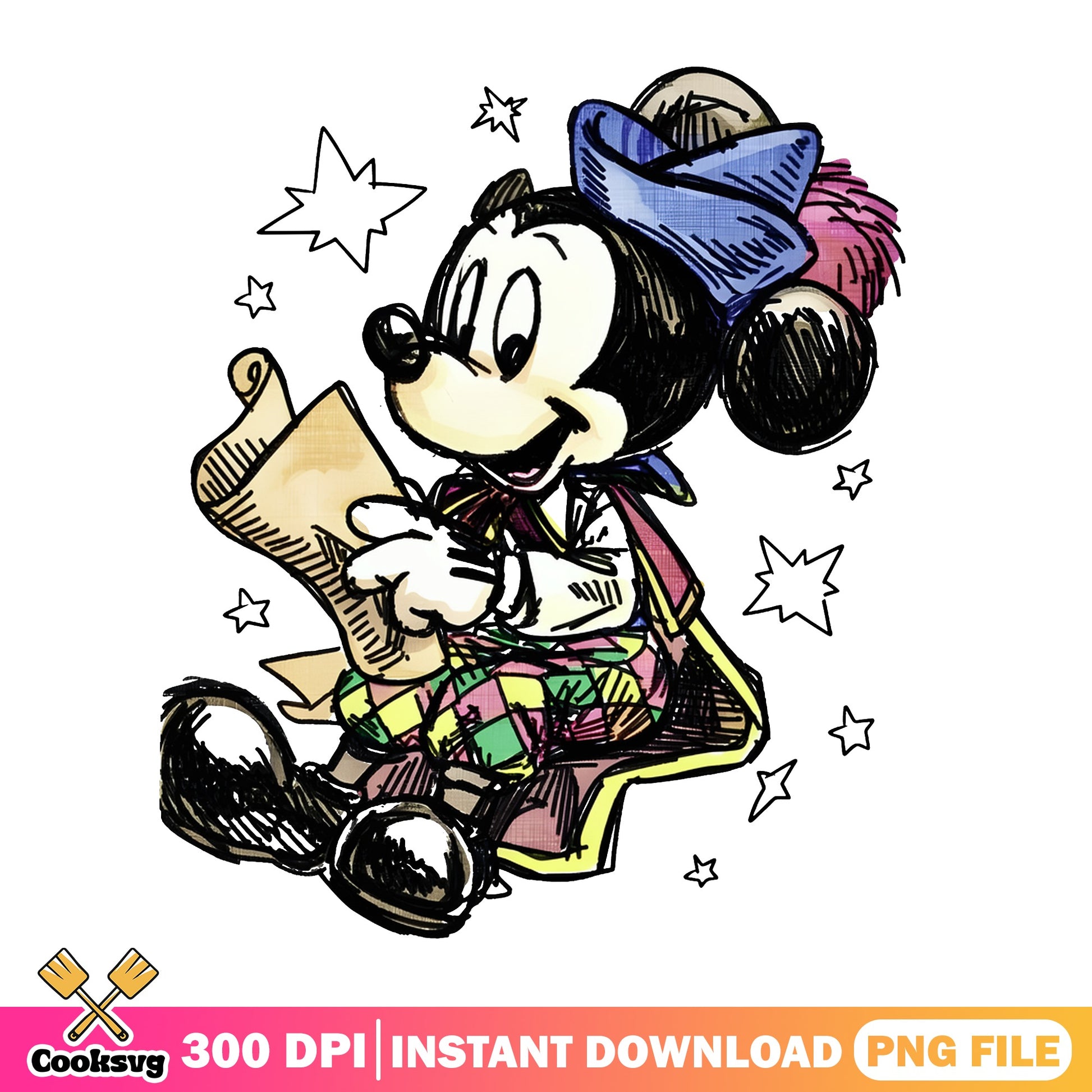 Mickey Mouse Vintage Sketch PNG, Disney Retro Art PNG, Mickey PNG