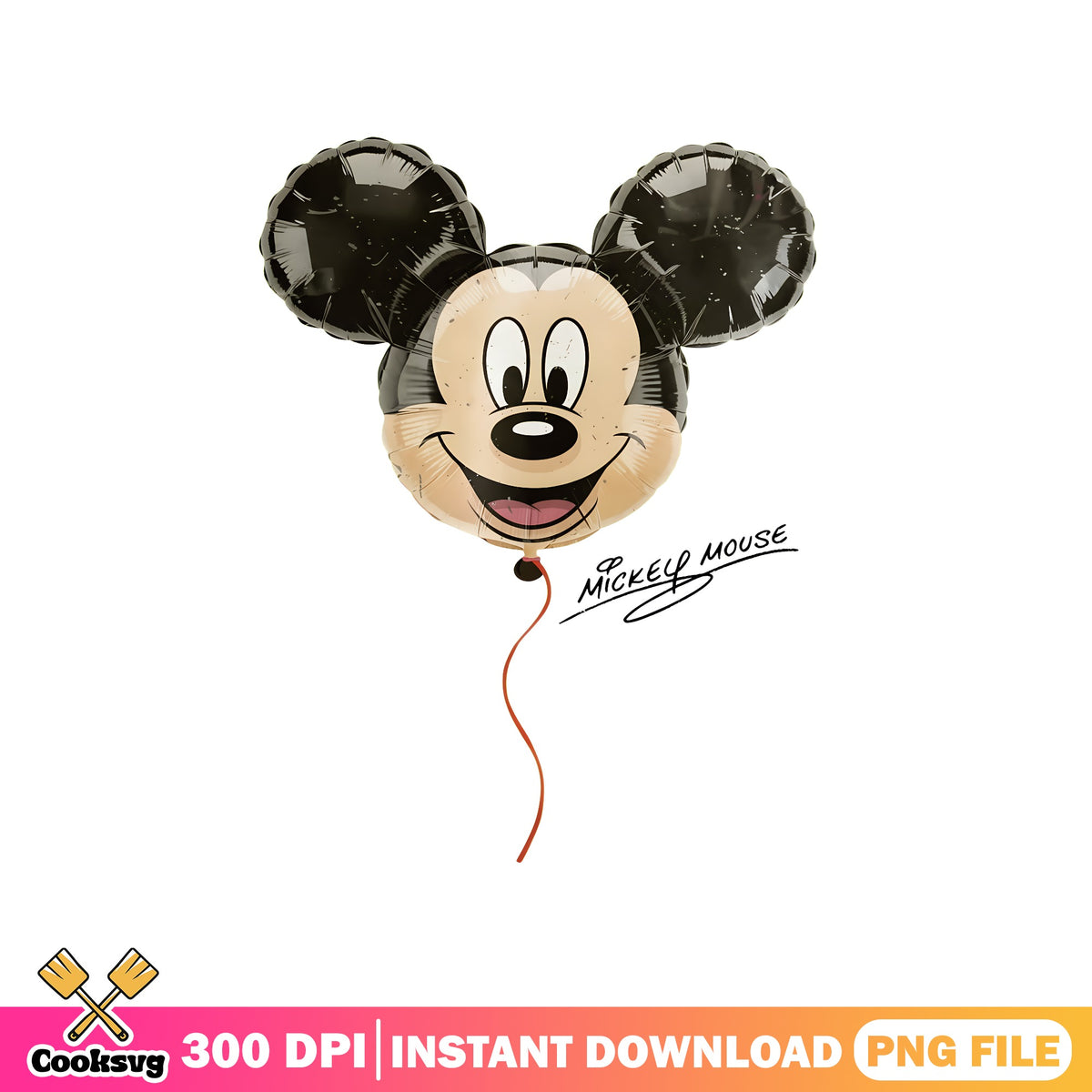Mickey Mouse balloon png, mouse ears balloon png, Mickey signature png