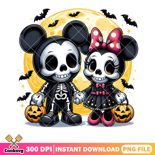Mickey and Minnie Mouse png, halloween png, x ray costume png