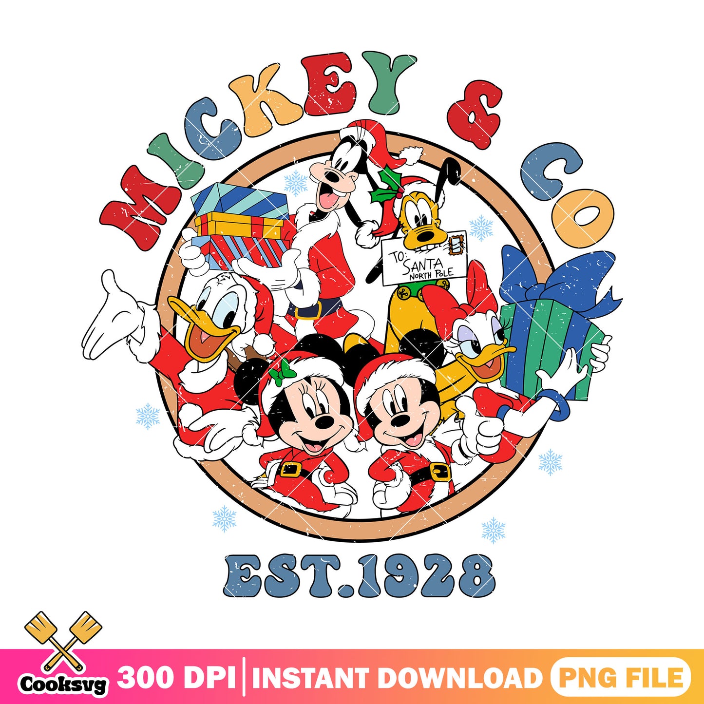 Mickey and co est 1928 christmas png