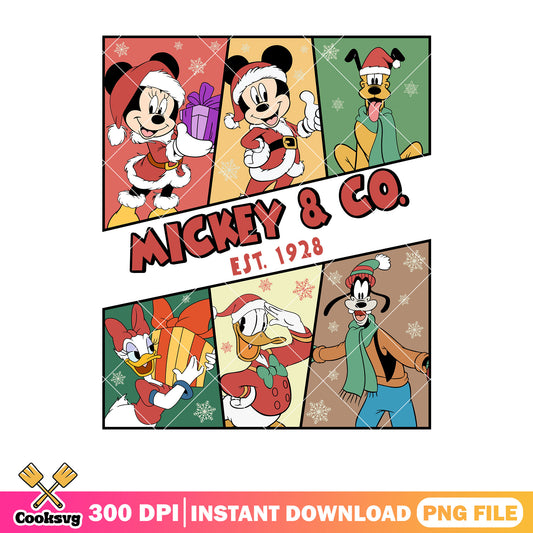 Mickey disney and co est 1928 christmas png