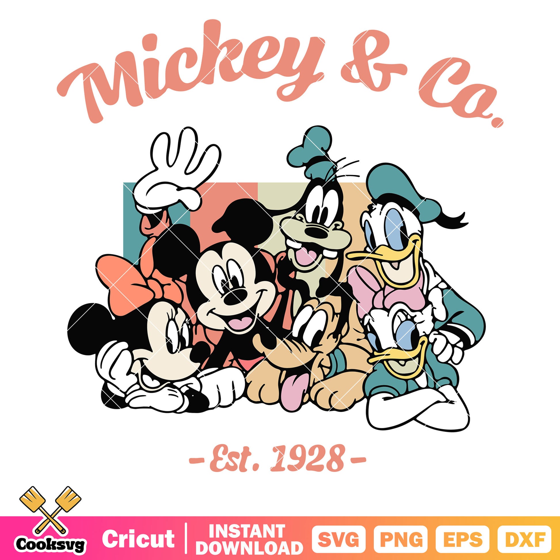 Mickey and co est 1928 svg file, mickey and co svg, mickey and friends