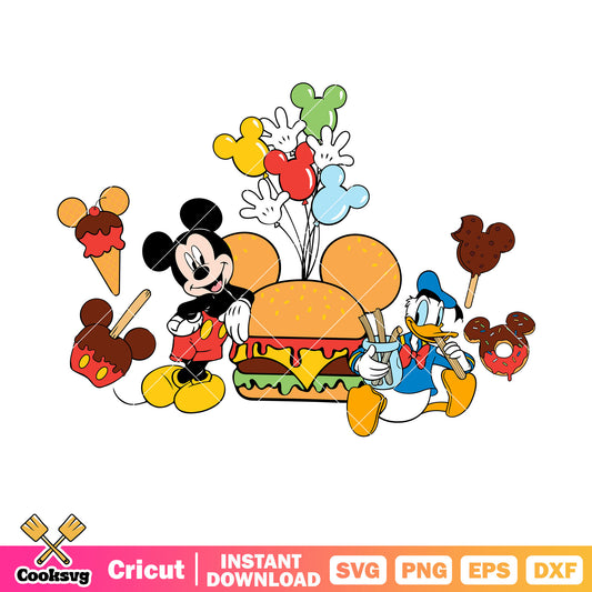 Mickey and donald disney junk food svg, junk food disney​ svg