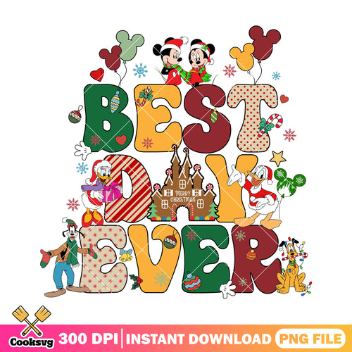 Mickey friends best day ever png, disney castle png, mickey christmas png