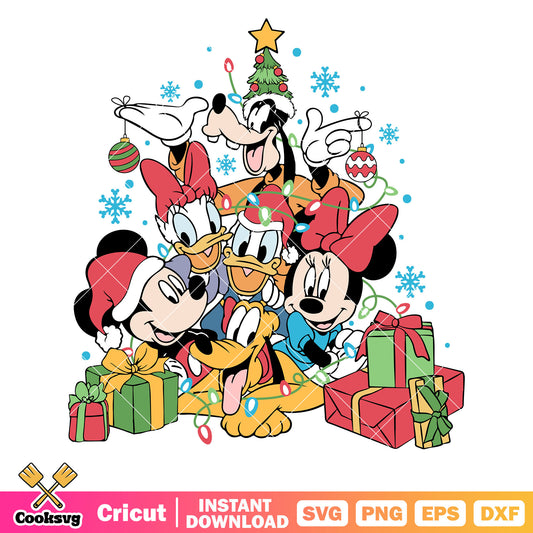 Mickey and friends christmas gift svg, mickey christmas svg, christmas gift svg