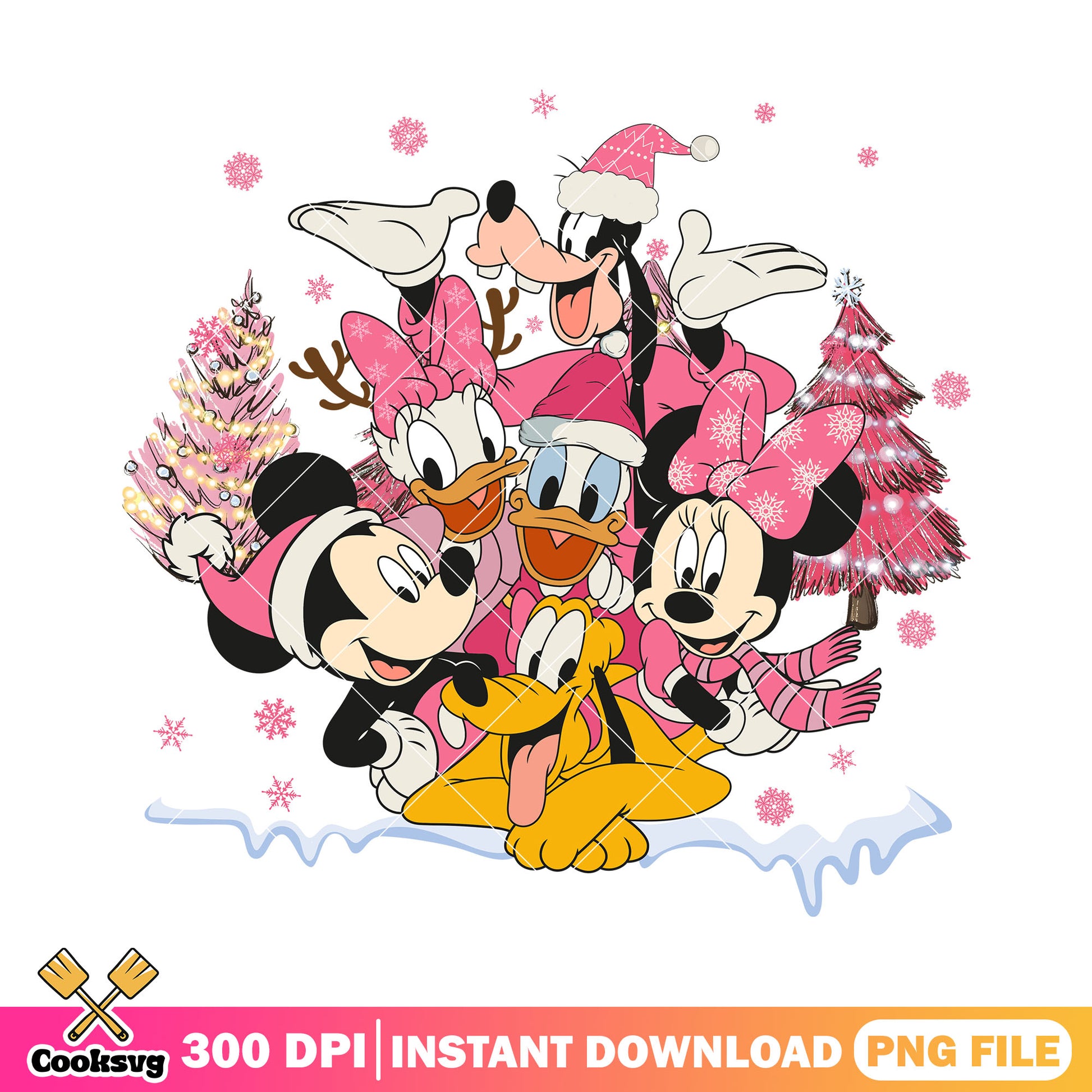 Mickey friends pink christmas vibes png