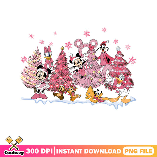 Mickey and friends pink merry xmas png