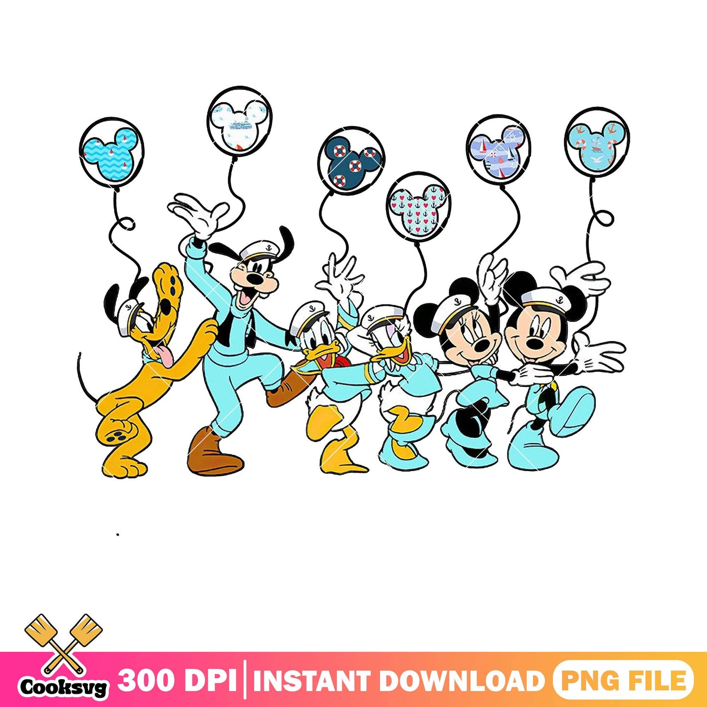 Mickey and friends sailor png, disney cruise png, disney trip png