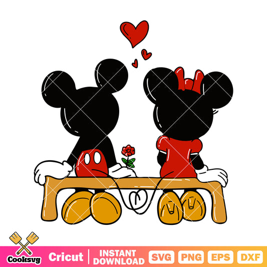 Mickey and minnie back valentine svg, mickey valentine svg