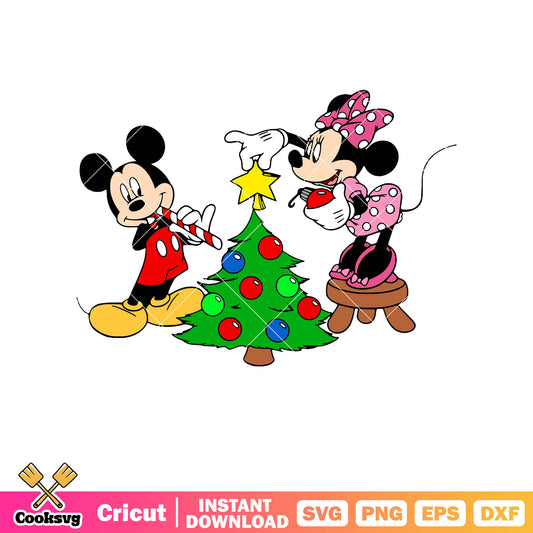 Mickey and minnie christmas tree svg