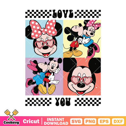 Mickey and minnie love you svg valentine, mickey valentine svg