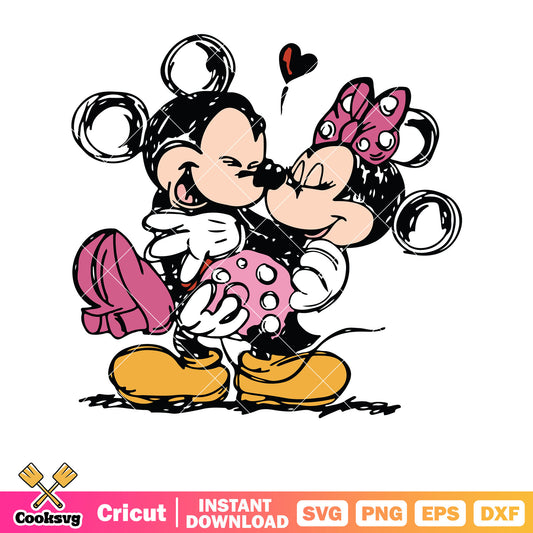 Mickey and minnie mouse couple svg, mickey mouse valentine svg