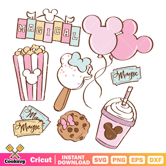 Mickey and minnie pink snack svg, disney snacks​ svg, disney mickey svg