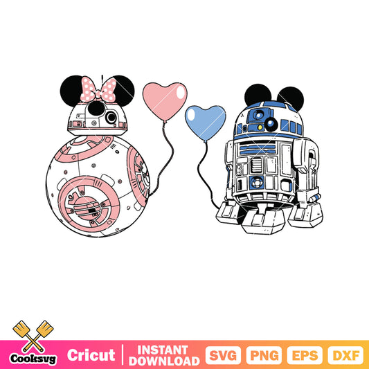Mickey and minnie robot valentine svg, mickey valentine svg