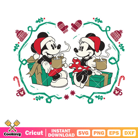 Mickey and minnie vintage christmas svg