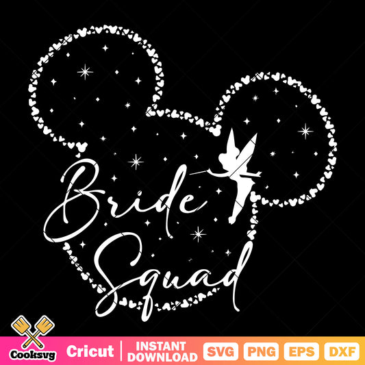 Mickey and tinkerbell bride squad svg, mickey head svg, disney tinkerbell​ svg