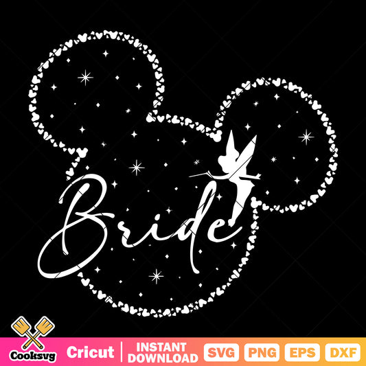 Mickey and tinkerbell bride svg, mickey head svg, disney tinkerbell​ svg