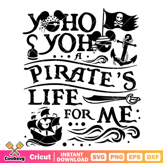 Mickey a pirates life for me svg, mickey mouse pirate​ svg