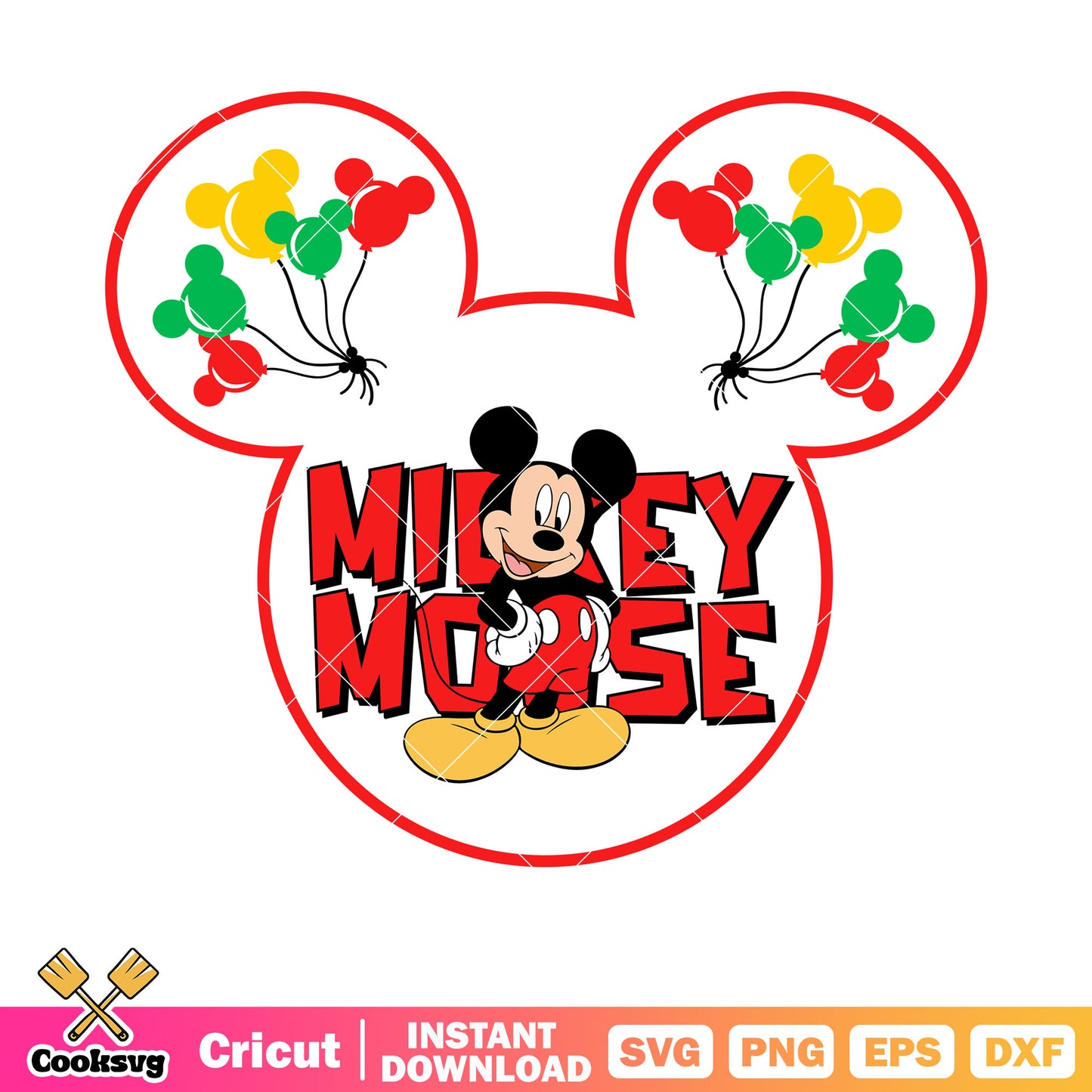 Mickey ballon head disney svg, mickey mouse head svg, mickey mouse ballon svg