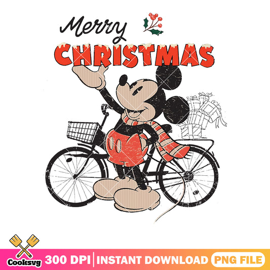 Mickey bicycle xmas png, mickey and friends png, happy christmas png