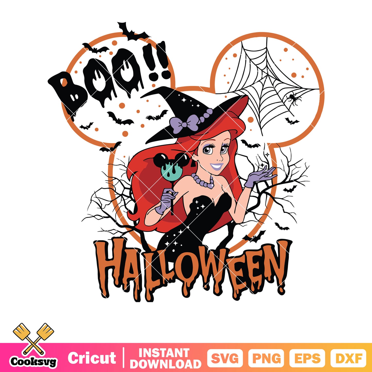 Mickey boo halloween Ariel svg