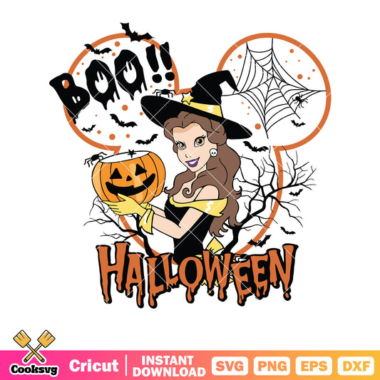 Mickey boo halloween Belle svg